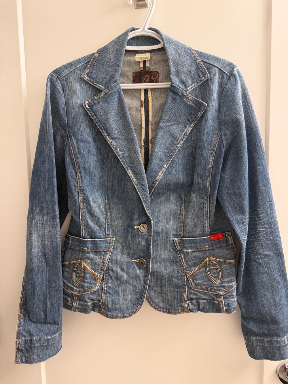 Level 99 Light Blue Denim Blazer Jacket